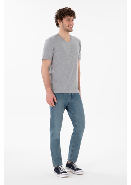 Erkek Gri Melanj Tişört Basic 50305858-VR086