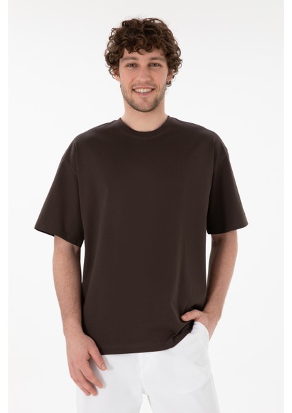 Erkek Kahverengi Tişört Basic 50313089-VR029