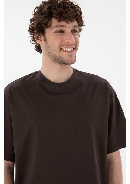 Erkek Kahverengi Tişört Basic 50313089-VR029 modelleri
