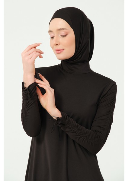 Kolları Büzgü Detaylı Tesettür Mayo modelleri