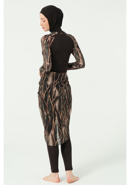 Goldea Kadın Yazlık Etek Pareolu Tesettür Mayo Su İtici Örme Kumaş Desenli Set modelleri