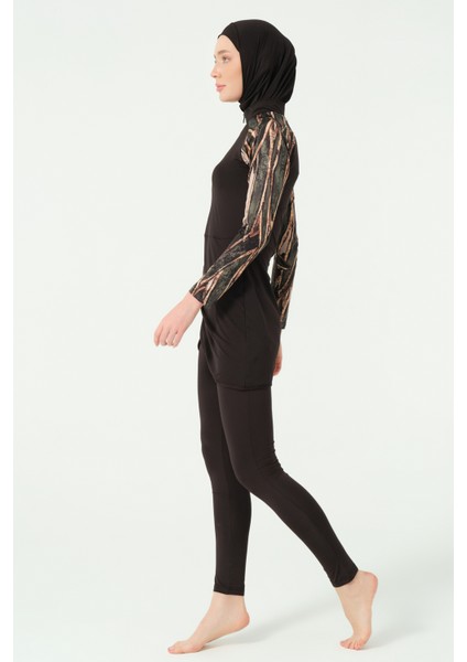 Goldea Kadın Yazlık Etek Pareolu Tesettür Mayo Su İtici Örme Kumaş Desenli Set indirimleri