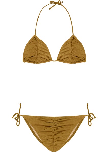 Büzgülü Üçgen Bikini Takım