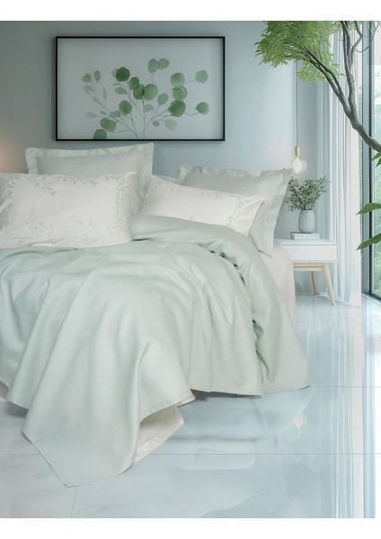 Serenity Bambu Çift Kişilik Pike Takımı Brisa Mint