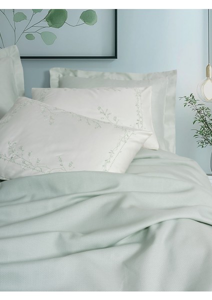 Serenity Bambu Çift Kişilik Pike Takımı Brisa Mint