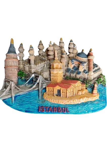 Vintage Istanbul Simgeleri Görselli 3 Boyutlu El Boyaması Dekoratif Duvar Süsü modelleri
