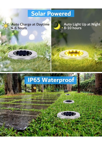 Güneş Enerjili Yol Işıkları 12 LED Su Geçirmez - Sıcak Beyaz - 12 Adet indirimleri