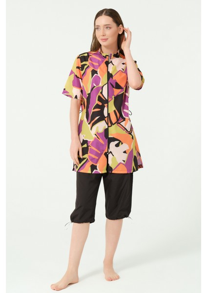 Marisa Desenli Yarım Kol Yarı Kapalı Mayo