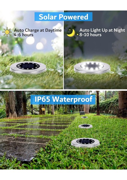 Güneş Enerjili Yol Işıkları 12 LED Su Geçirmez - Beyaz - 8 Adet modelleri