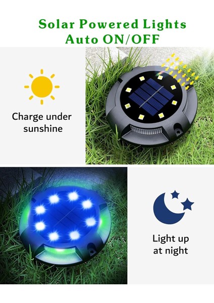 Güneş Enerjili Dış Mekan Yürüyüş Yolu Işıkları - Çok Renkli, 8 Adet modelleri