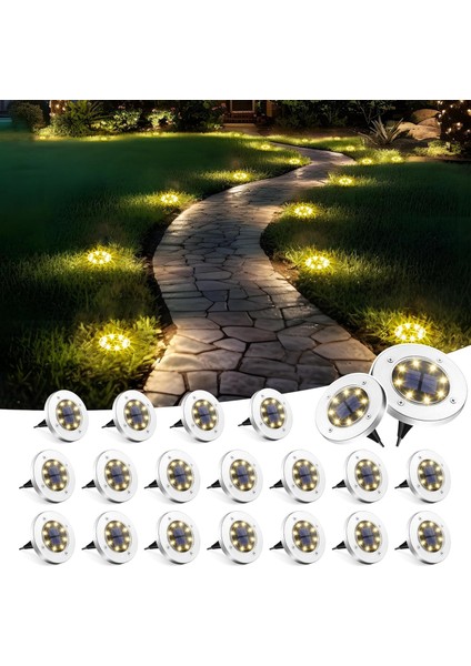 Güneş Enerjili Açık Hava Su Geçirmez Işıklar, Beyaz, 20 Adet