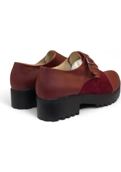Kadın Klasik Topuk Kalın Taban Günlük Ayakkabı Bordo fiyatları