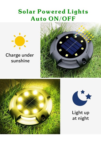 Güneş Enerjili Dış Mekan Yürüyüş Yolu Işıkları - Sıcak Beyaz, 12 Adet fiyatları