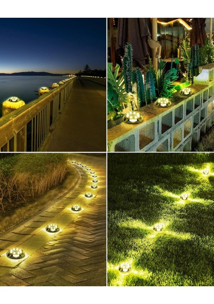Güneş Enerjili Dış Mekan Yürüyüş Yolu Işıkları - Sıcak Beyaz, 12 Adet indirimleri