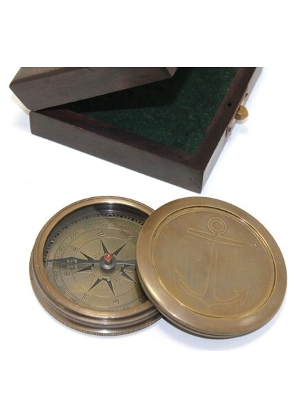 Ahşap Kutulu Pirinç Pusula Model 7