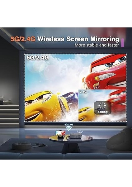 Wifi Bluetooth 1080P Full Hd 12000L Video Projektör HDMI USB Av