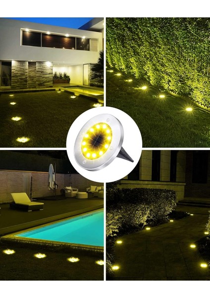 Güneş Enerjili Yol Işıkları 12 LED Su Geçirmez - Sıcak Beyaz - 8 Adet fırsatları