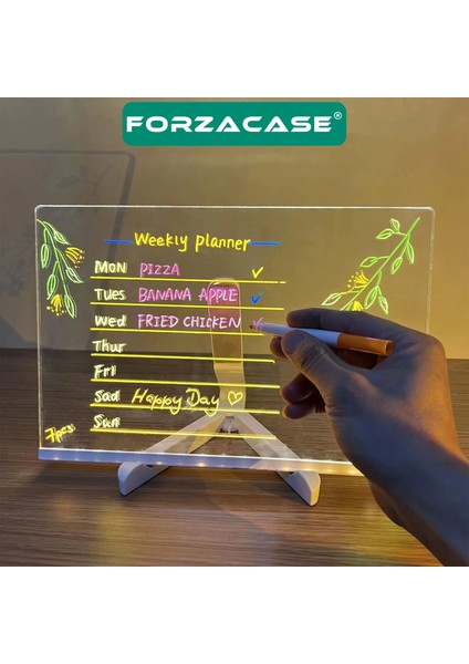 Neon LED Işıklı 20X30 cm Yazı Çizim Tahtası + Ayarlanabilir Stant ve 7 Adet Kalem - FC994 modelleri