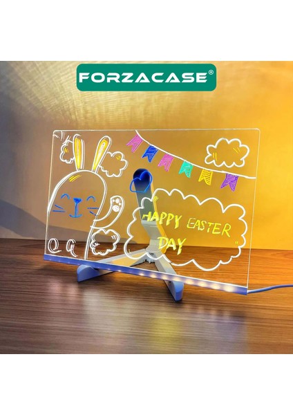 Neon LED Işıklı 20X30 cm Yazı Çizim Tahtası + Ayarlanabilir Stant ve 7 Adet Kalem - FC994 fırsatları