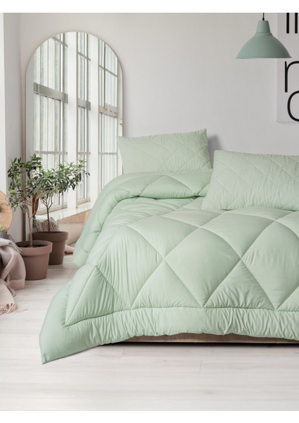 Softwash Çift Kişilik Yorgan Seti Adaçayı 160X200 Lastikli Çarşaf