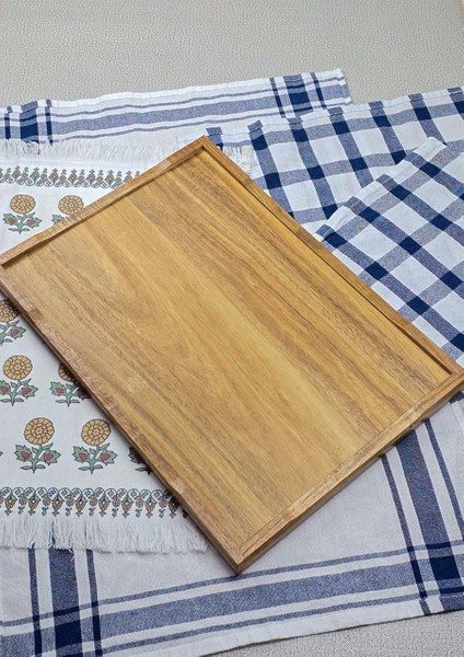 Akasya Tepsi - Dikdörtgen Çay Tepsisi - 41X29 cm