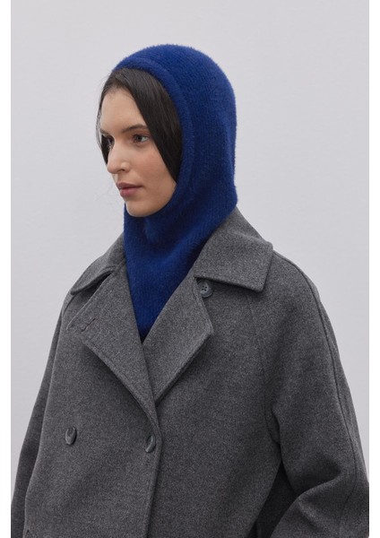 Soft Ince Örgü Balaclava Bere Mavi