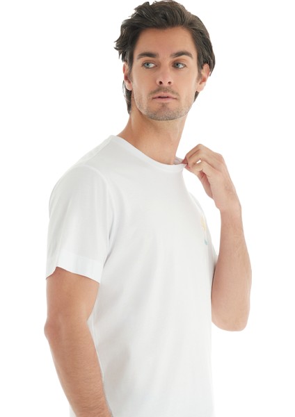 Erkek T-Shirt 40734 - Krem