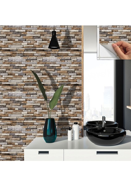 Kendinden Yapışkanlı Geometrik Taş Desenli Pvc Karo 30X30 cm (11 Adet) 1 M2