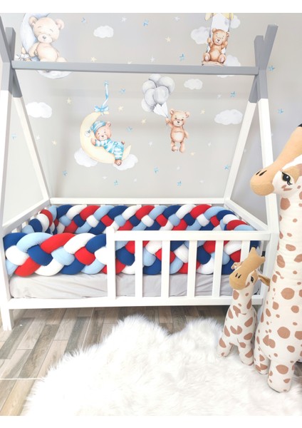 620 cm Örgü Korumalık Lacivert-Bebemavi-Kırmızı-Beyaz 4'lü Örgü Yatak Kenar Koruma fiyatları