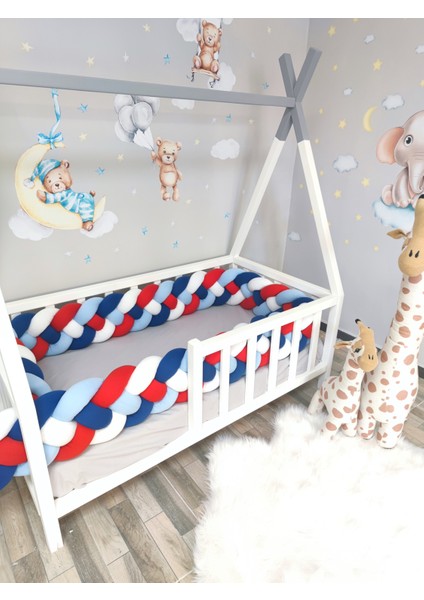 620 cm Örgü Korumalık Lacivert-Bebemavi-Kırmızı-Beyaz 4'lü Örgü Yatak Kenar Koruma modelleri