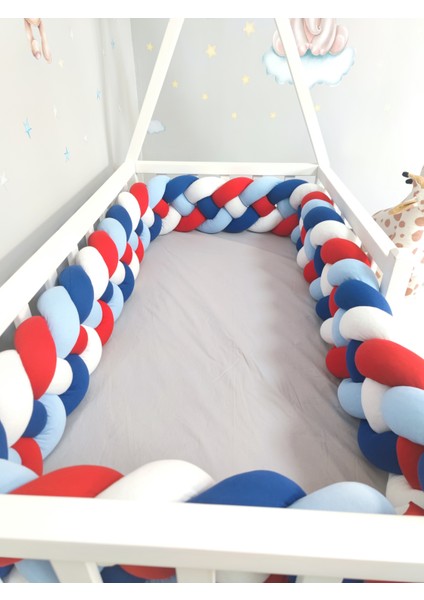 620 cm Örgü Korumalık Lacivert-Bebemavi-Kırmızı-Beyaz 4'lü Örgü Yatak Kenar Koruma fırsatları