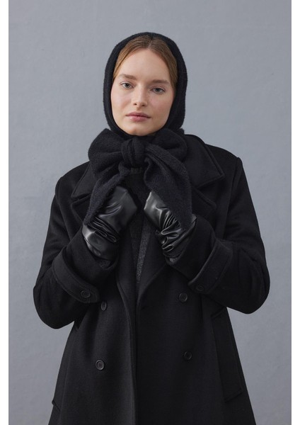Bağlama Detaylı Soft Balaclava Bere Siyah