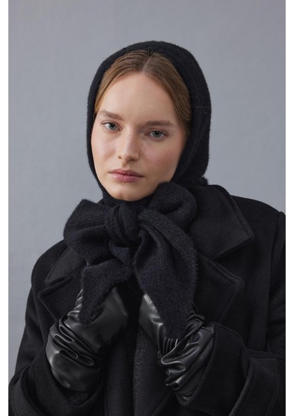 Bağlama Detaylı Soft Balaclava Bere Siyah