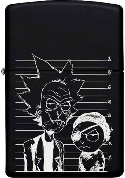 Rick And Morty Desenli Kişiye Özel Isimli Benzinli Siyah Metal Çakmak