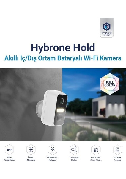 HY-CW3013-FB Hybrone Iç/dış Ortam Akıllı Wi-Fi Batarya Kamera