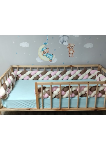 500 cm Örgü Korumalık Kahverengi-Tozpembe-Beyaz 4'lü Örgü / 90X190 Montessori Yatak Kapı Boşluğu Açık fiyatları