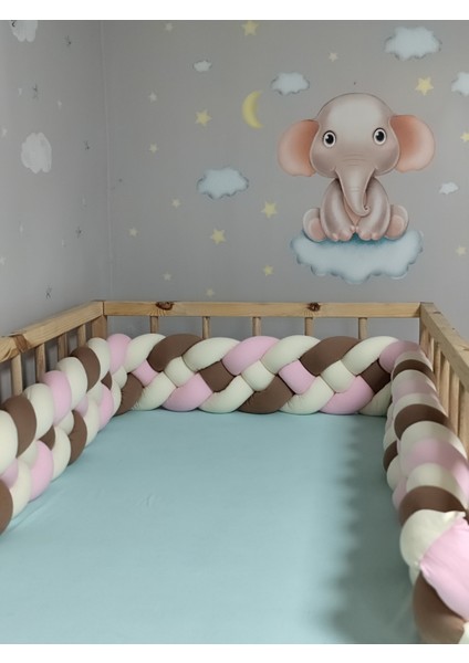 500 cm Örgü Korumalık Kahverengi-Tozpembe-Beyaz 4'lü Örgü / 90X190 Montessori Yatak Kapı Boşluğu Açık fırsatları