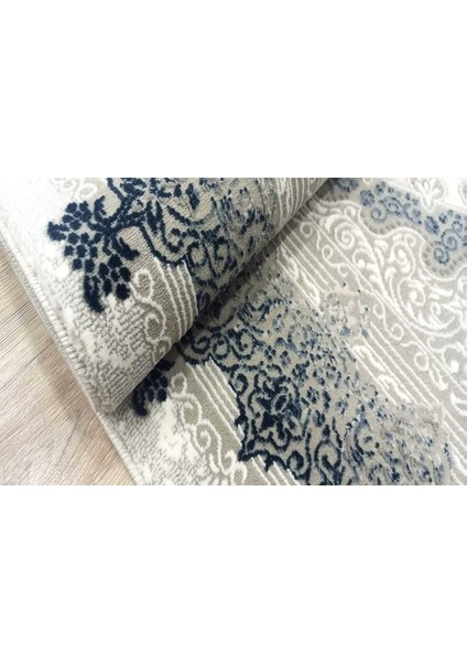 Parma Mavi Halı Gri Krem Halı Göbekli Desen Yumuşak Antialerjik Mikrofiber Polyester Salon Halısı Tozuyok Halı fiyatları