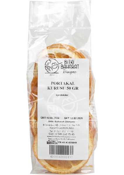 Kurutulmuş Portakal Dilimi 50 gr