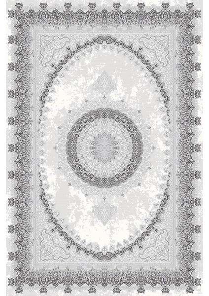 Parma Antrasit Halı Gri Halı Göbekli Desen Yumuşak Antialerjik Mikrofiber Polyester Salon Halısı Tozuyok Halı