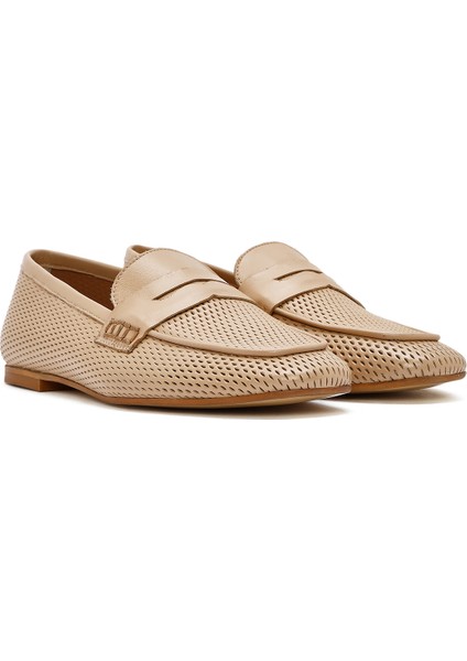 Kadın Siyah Deri Loafer 25SFD160518