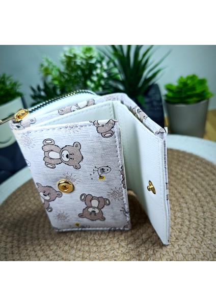 Çocuk Cüzdan 11X8 cm Pembe Kedi Köpek Ayıcık Desenli Çocuk Kadın Genç Kız