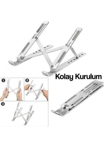 Laptop Stand MacBook Notebook Katlanabilir Taşınabilir Metal Standı Gümüş modelleri