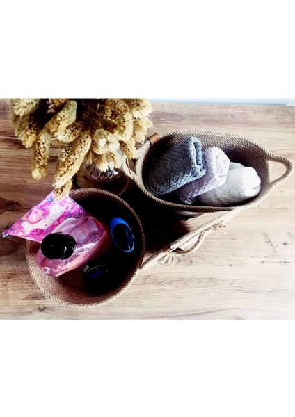 Çok Amaçlı Hasır Sepet 2'li Organizer Yuvarlak Kapaklı ve Oval Sepet Takımı fırsatları