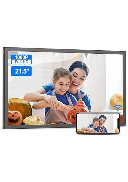 Büyük Dijital Resim Çerçevesi 21.5 Inc 2.4 5g Wifi 1080P - Siyah Wifi