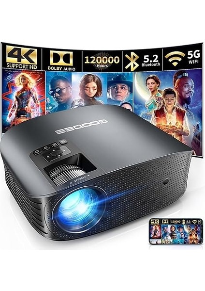 Projektör 4K Wifi ve Bluetooth Fhd 1080P Mini Projektör 1080P