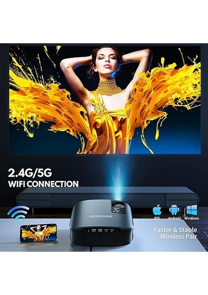 Projektör 4K Wifi ve Bluetooth Fhd 1080P Mini Projektör 1080P
