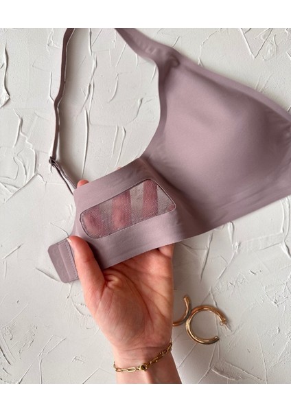 Eleanor Önü ve Yanı Dantel Detaylı Dikişsiz Lazer Kesim Ince Askılı V Yaka Hafif Destekli Sütyen fırsatları