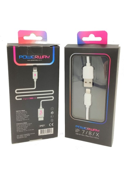 IP07 Apple Iphone 2.0 2000MAH Lıghtnıng Şarj ve Data Kablosu