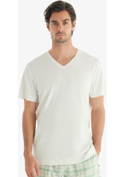 Erkek T-Shirt 40717 - Beyaz modelleri